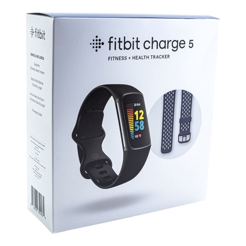 Fitbit Charge 5 Advanced Fitness & Health Tracker Graphite w/ Bonus Blue Band FB421BKBKLBNDLB