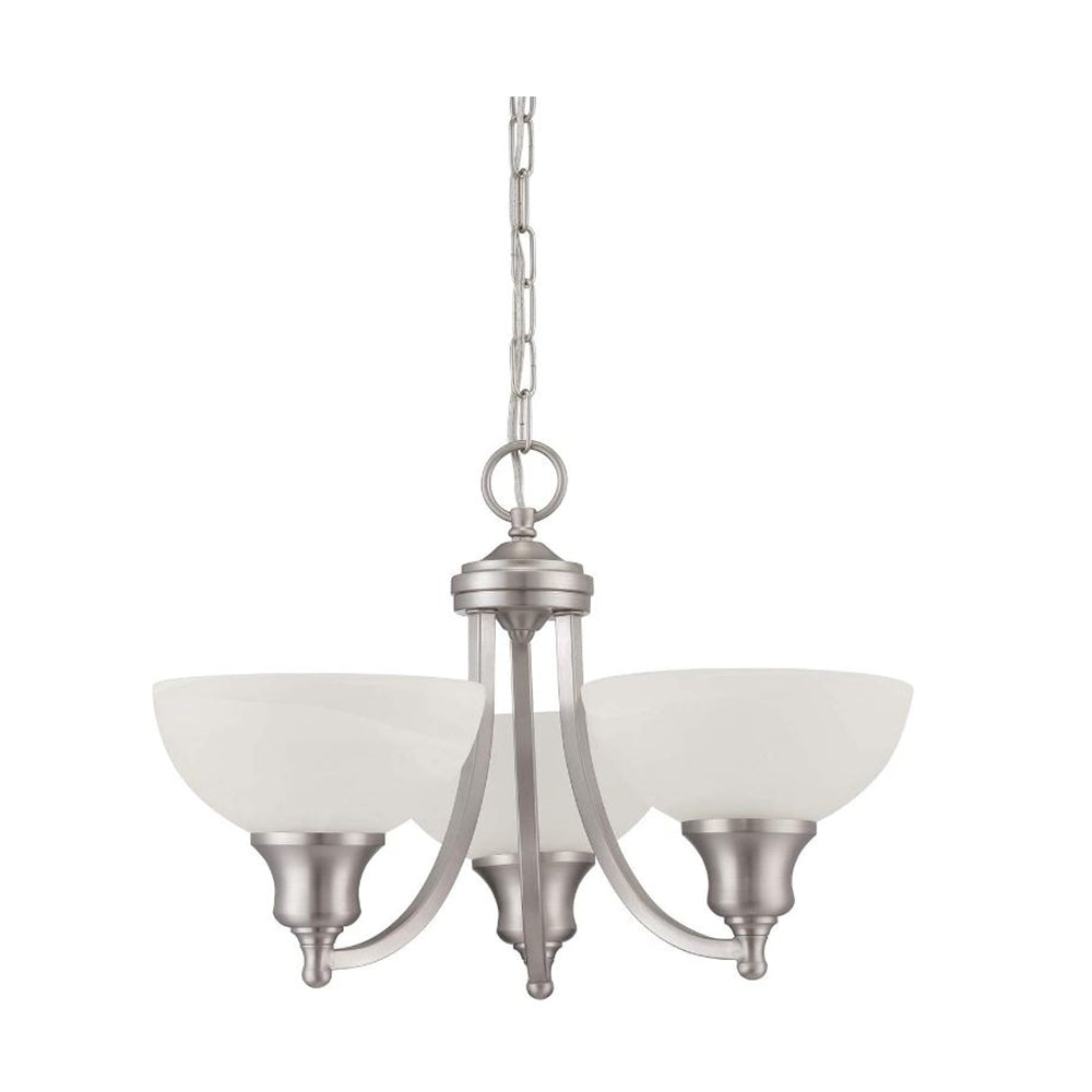 Sunset Lighting F5453-53 Alton 3-Light Chandelier, Faux Alabaster Glass Dimmable with Satin Nickel Finish