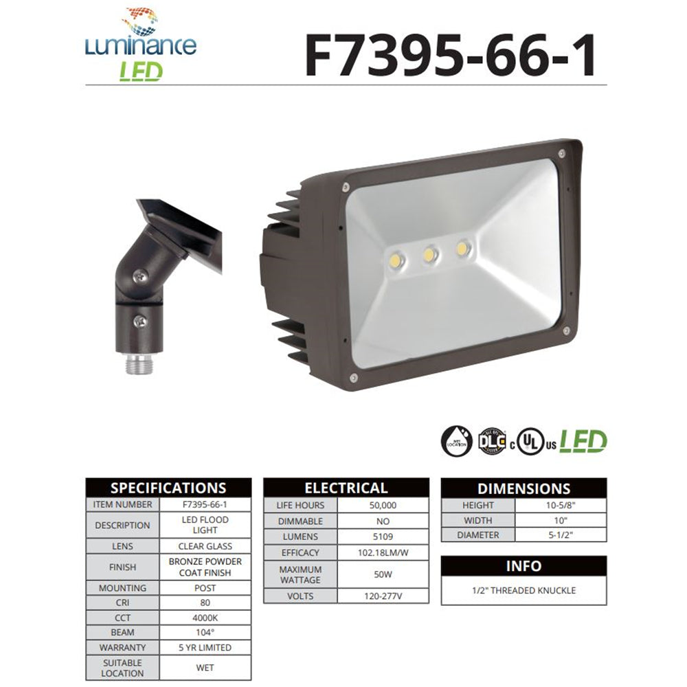 Luminance Bulb LED Flood Light, Bronze Threaded Knuckle F7395-66-1