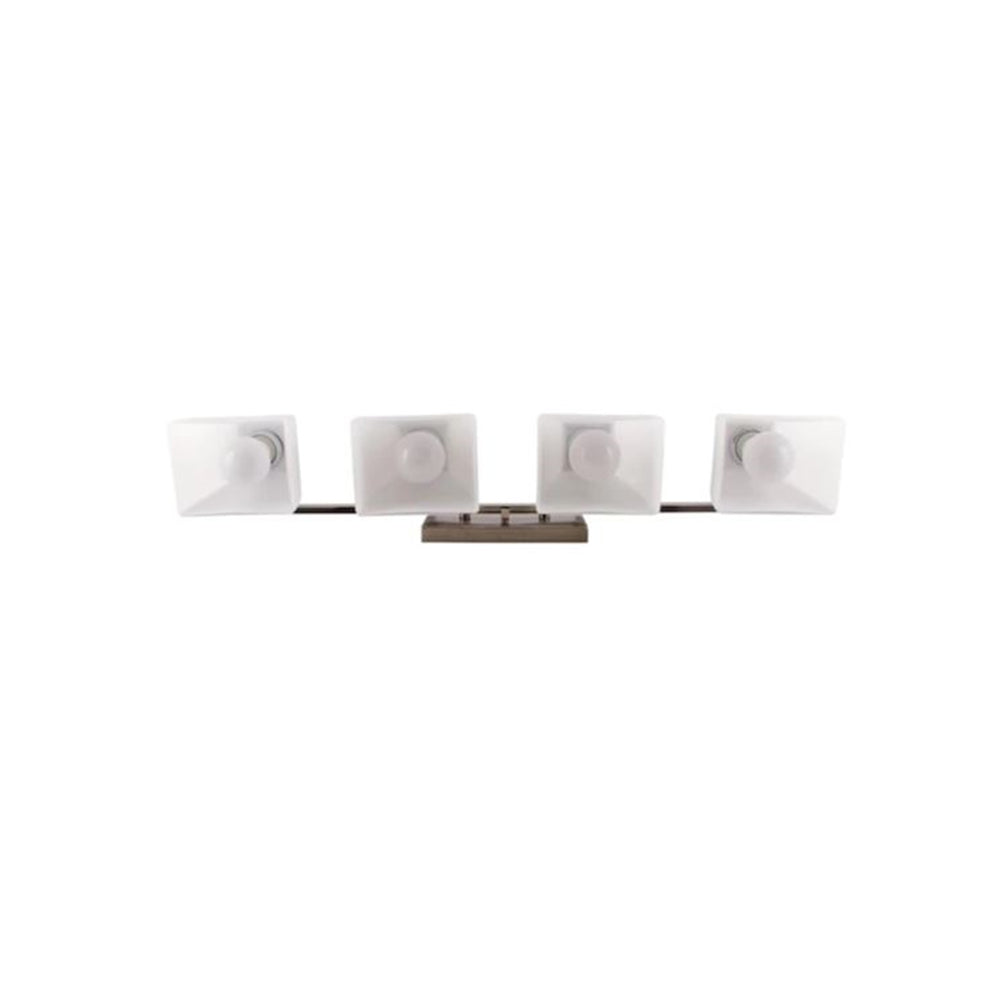 Sunset Lighting F19014-80 Starling 4-Light Vanity 100-Watt Frosted Opal Glass Bright Satin Nickel Finish
