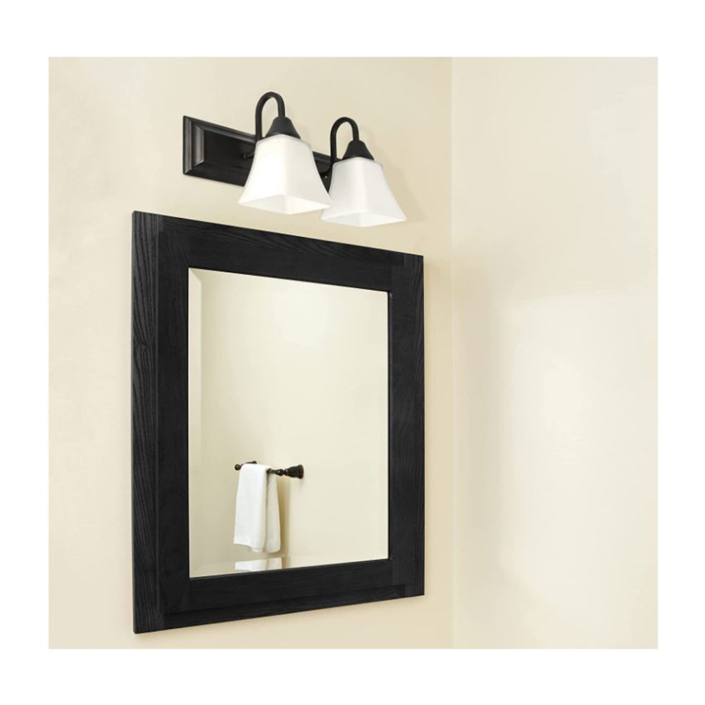 Luminance Square Lexington Vanity 2-Light Wall Sconce | Black & White Bathroom Decor Fixture F3682-31 - 100W MB VANITY FRSTD SQUARE MILK GLS