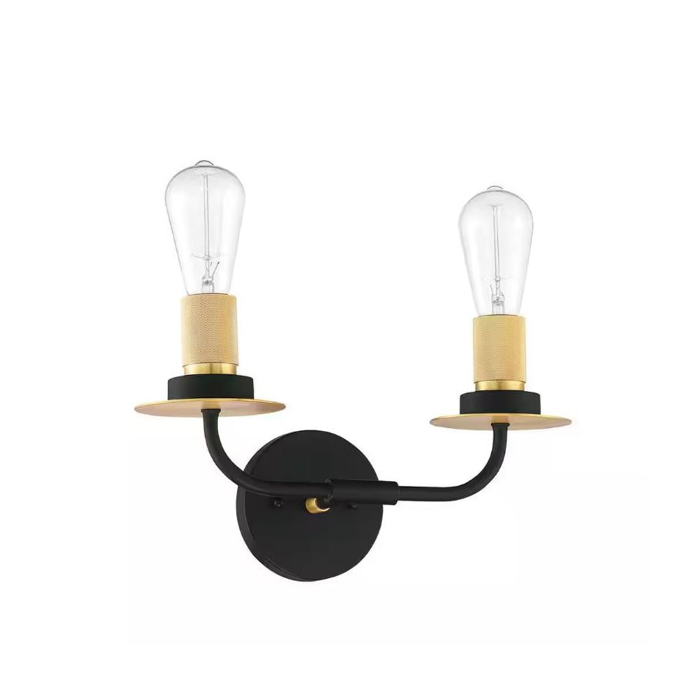 Sunset Lighting Onyx Industrial 2-Light Bathroom Vanity 100W Black & Gold - F28002-23
