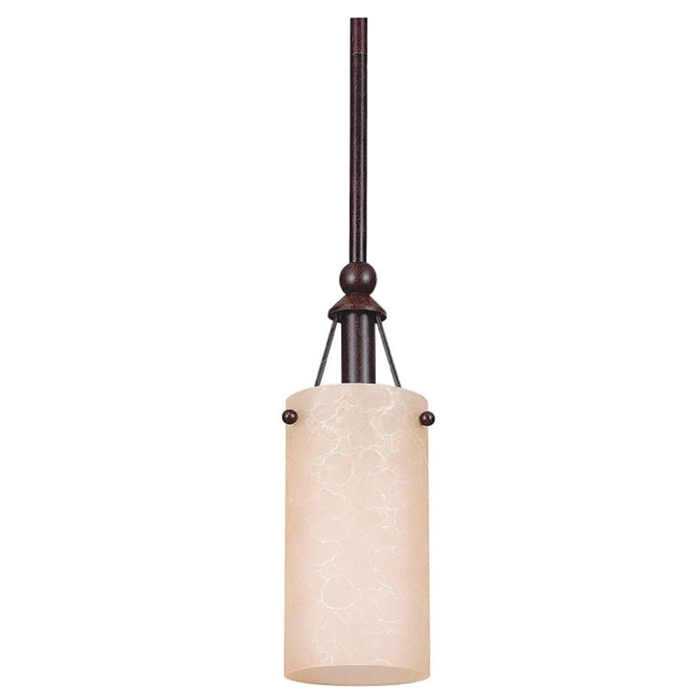 Sunset Lighting 1-Light Pendant w/ Tea Stained Shades, Rubbed Bronze Finish F9140-62