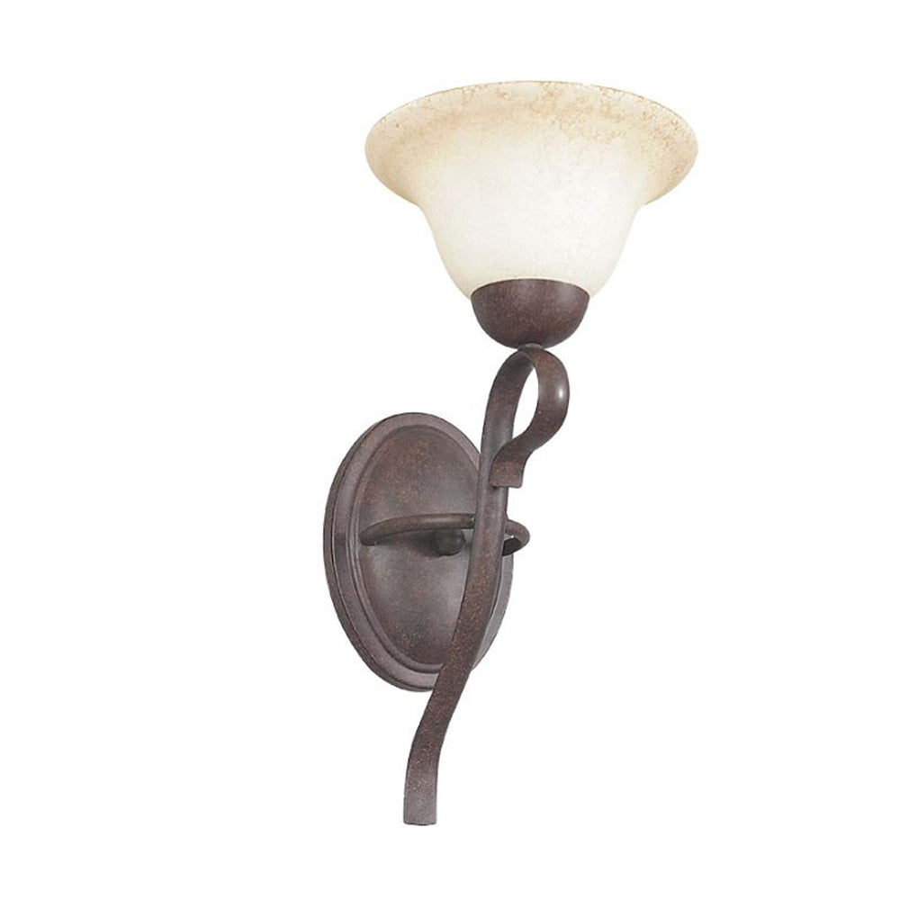 Sunset Lighting 1-Light Wall Sconce 100W w/ Turismo Glass, Rubbed Bronze Finish F5481-62