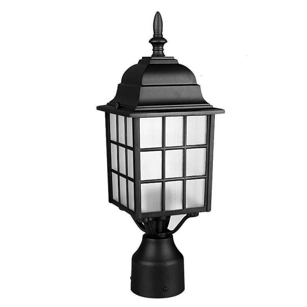 Sunset Lighting 1-Light Aluminum Outdoor Post Mount w/ Textured Frosted Glass, Black Finish - F7817-31