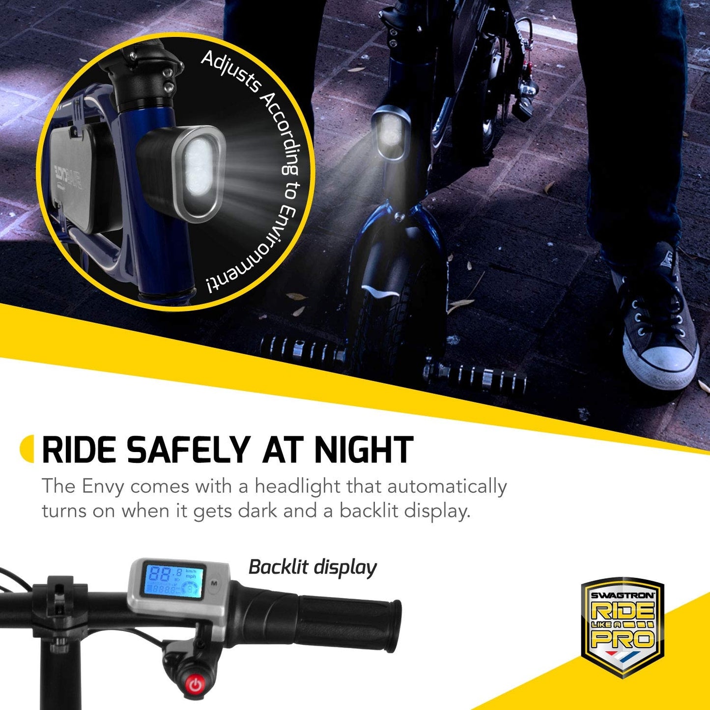 Swagtron SwagCycle SCE-1 12T 200W Envy Steel Frame Folding Electric Bike 14" Frame Black Holds up to 264 lbs, Up to 9 miles per charge 36860-2