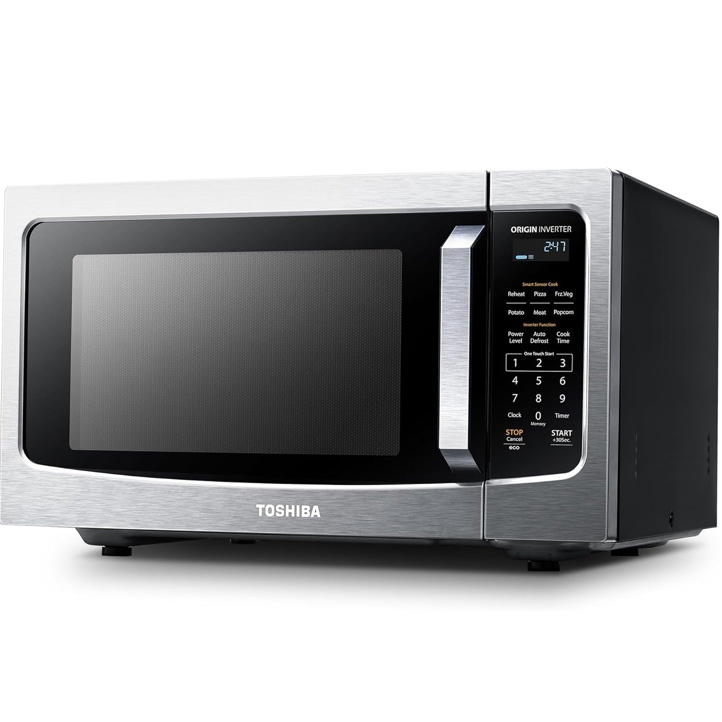 TOSHIBA ML-EM45PIT(SS) Countertop Microwave Oven with Inverter Technology, 1.6 Cu.ft, 13.6" Stainless Steel