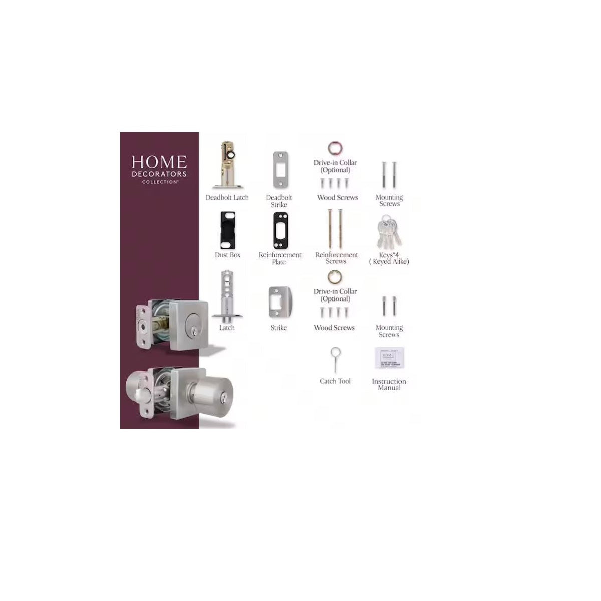 Ridgeway Satin Nickel Single Cylinder Door Knob Combo Pack with Square Rose BVX2D21SJYBVAXJ