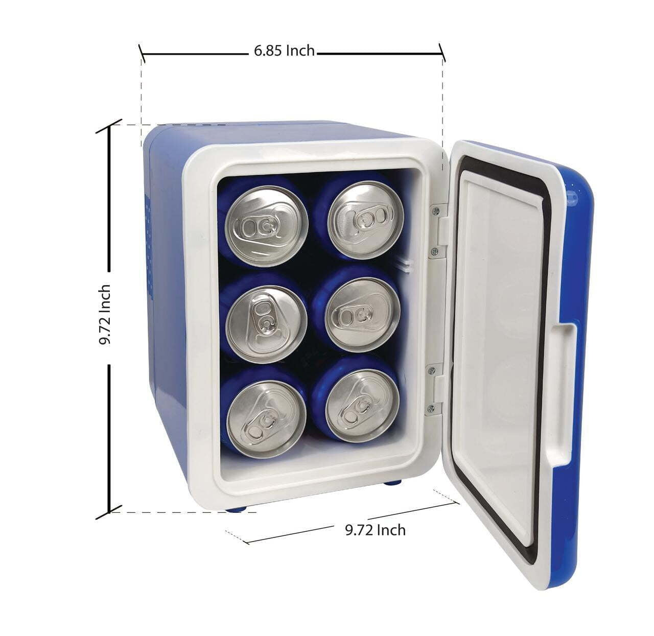 BUD LIGHT Mini Fridge 6 Can/4 Liter Capacity Mini Beverage Cooler Portable Blue MIS137BULT-6COM