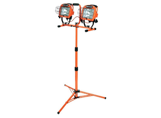 Woods L14SLED Work Light With Telescoping Tripod Stand, 120 V, 1 W, 2-Lamp, Halogen Lamp, 20,000 Lumens, Orange L14SLED