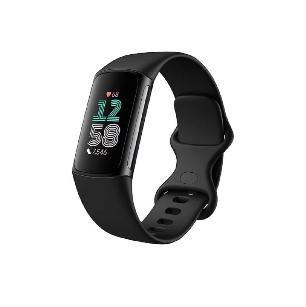 Fitbit Charge 6 Black Health & Fitness Tracker Bundle w/ Bonus White Band GA05183WHTBJ