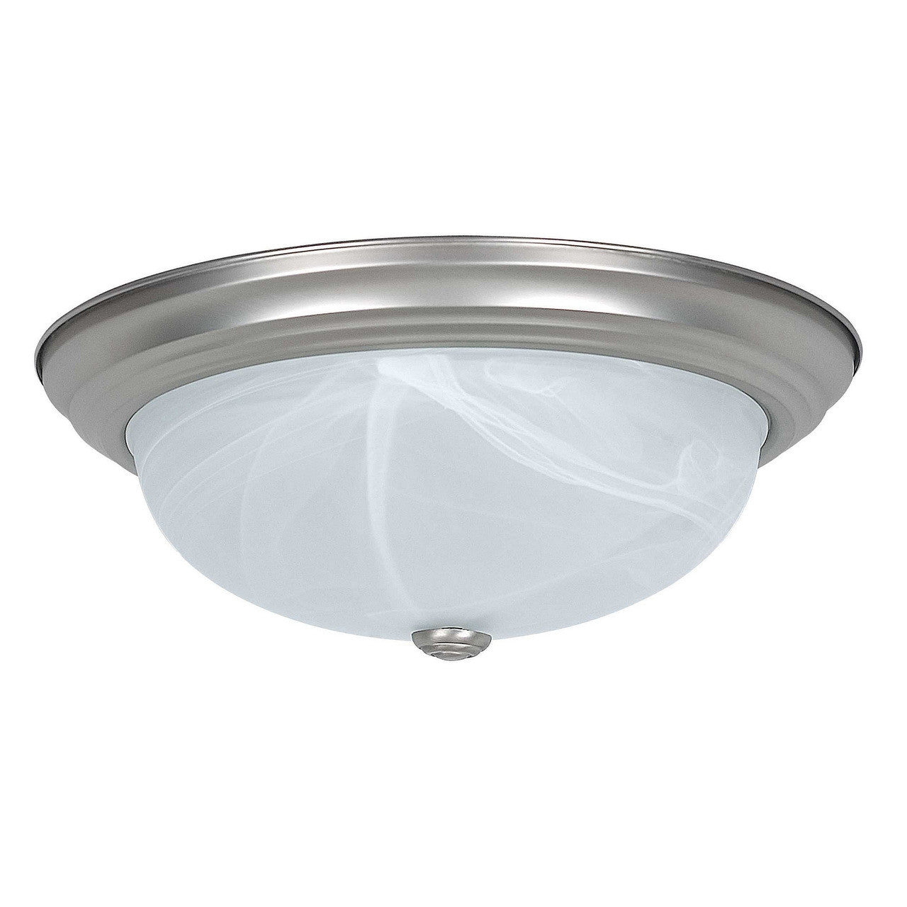Sunset Lighting Flush Mount 3LT 15-1/8" Faux Alabaster Glass, Satin Nickel Finish F7634-53
