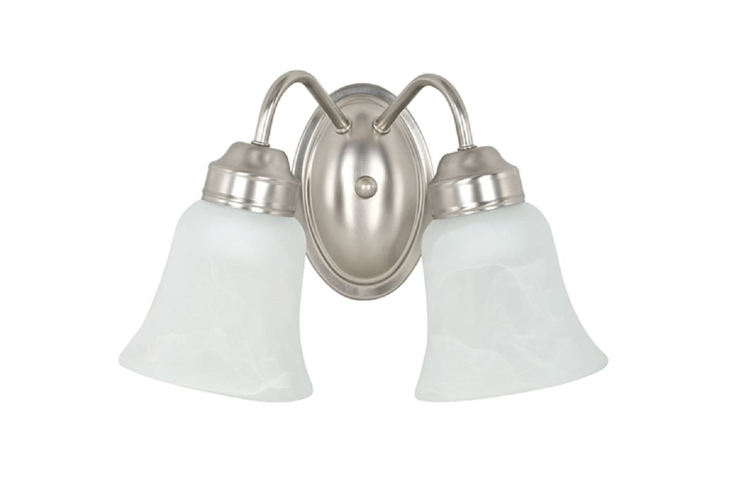 Sunset Lighting 2-Light Vanity Wall Sconce Faux Alabaster Glass, Satin Nickel Finish F3332-53