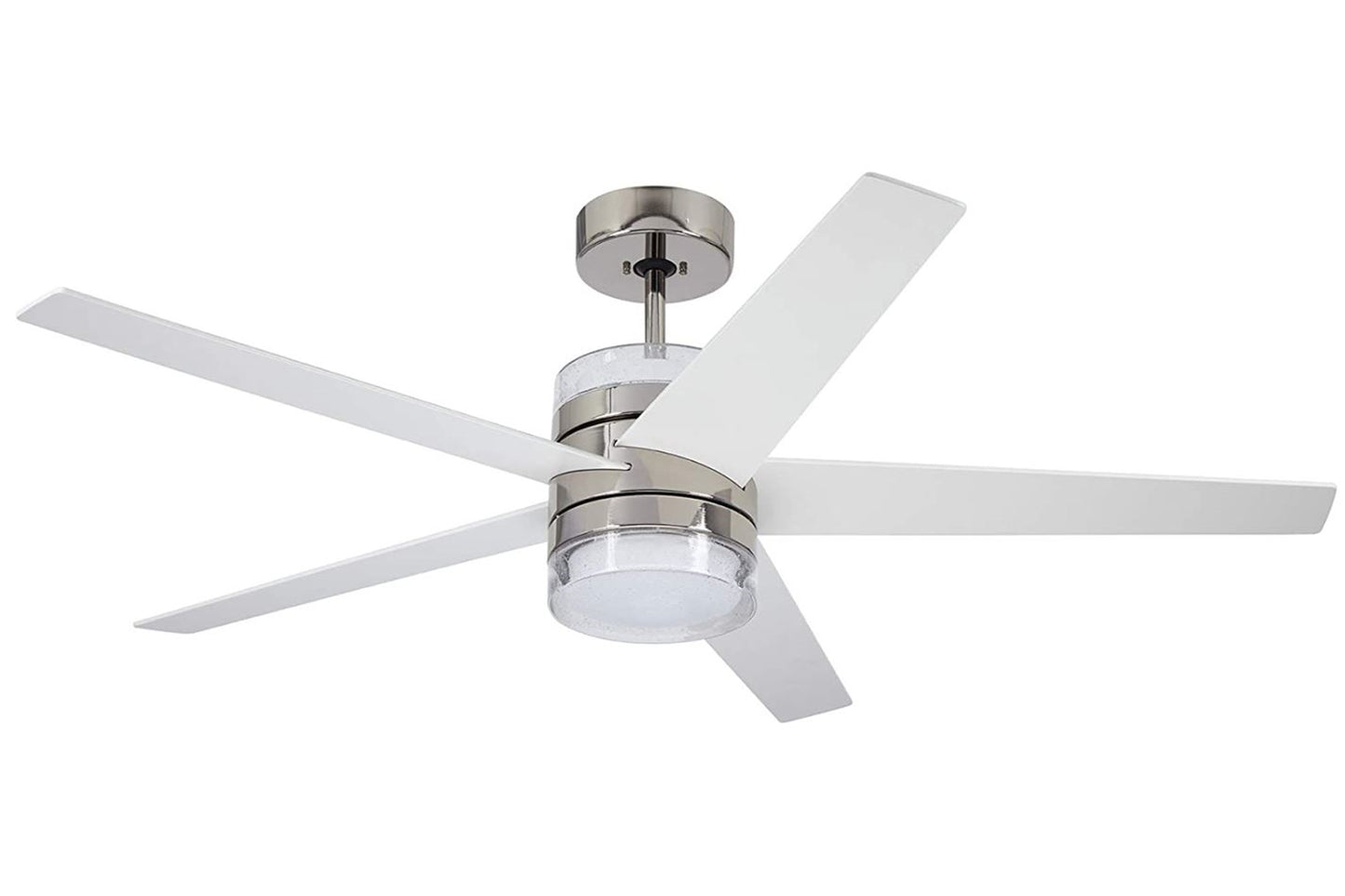 Emerson Lucere 52" Polished Nickel Ceiling Fan LED Satin White Blades CF575PN