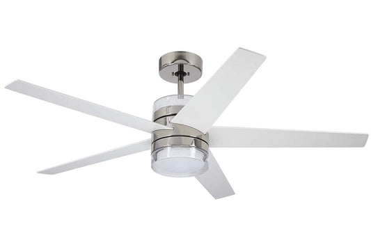 Emerson Lucere 52" Polished Nickel Ceiling Fan LED Satin White Blades CF575PN