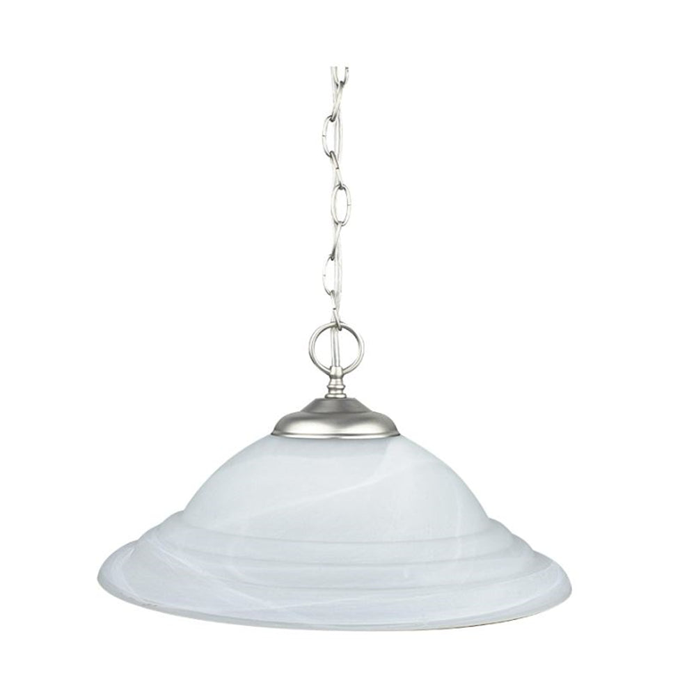 Sunset Lighting 16" 1-Light Pendant with Faux Alabaster Glass, Satin Nickel Finish F6978-53