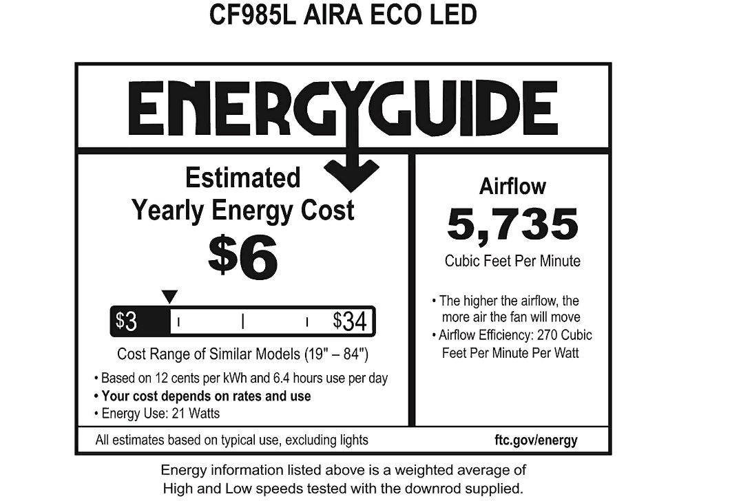Emerson CF985LBS Aira Eco 72" Modern Ceiling Fan, 8-Blade LED Lighting/6-Speed Wall Control