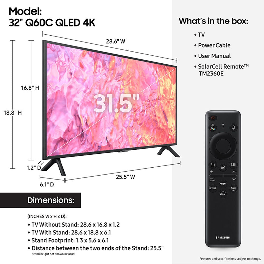 Samsung Q60C 32" 4K HDR Smart QLED TV QN32Q60CAF