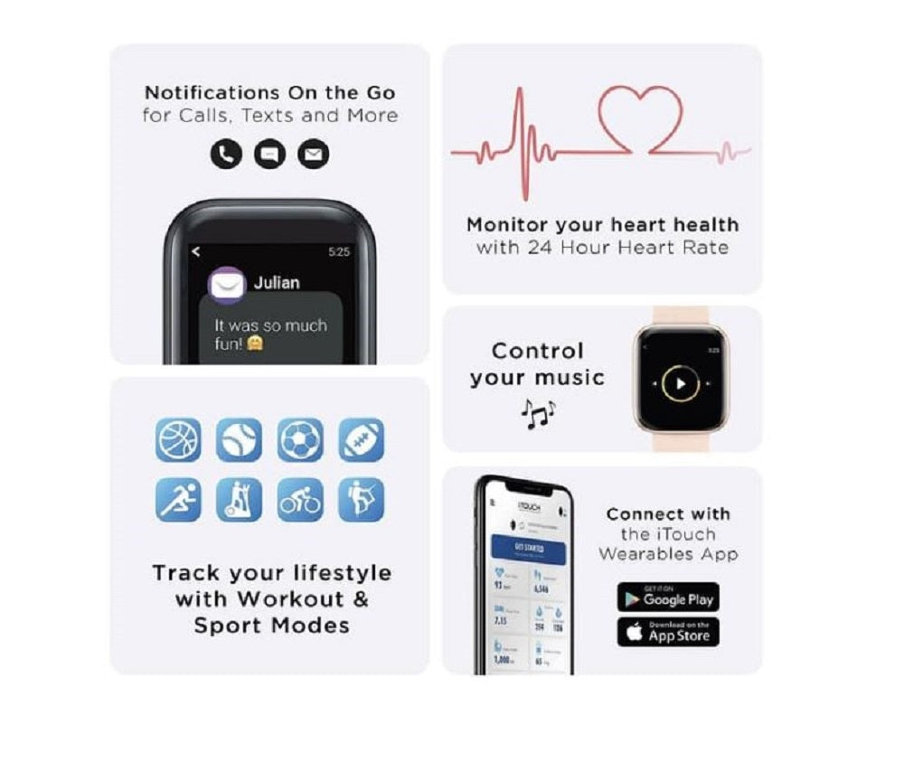 iTouch Air 3 Smartwatch Fitness Tracker - Black with Black Strap 500006B4-G02