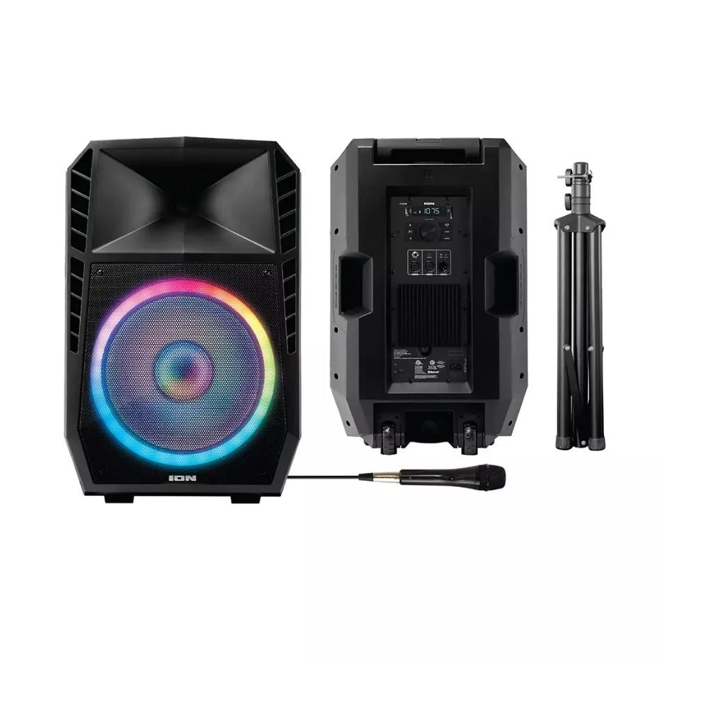ION Audio Total PA Spartan High-Power Speaker System with Bluetooth, Lights, Stand, and Microphone