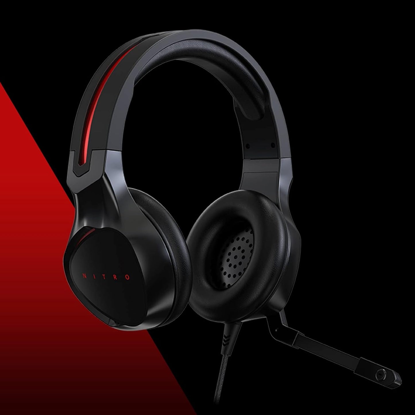 Acer Nitro Gaming Headset with Flexible Omnidirectional Mic, Adjustable Headband, Black NHW820