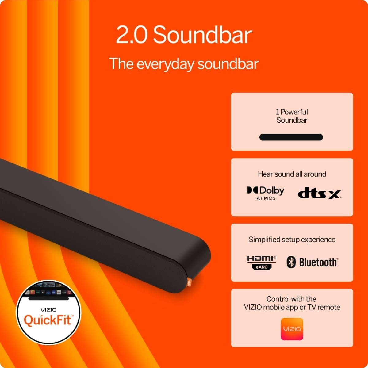 VIZIO 2.0 Soundbar w/ Dolby Atmos & DTS:X., HDMI eARC - SV200M-0808