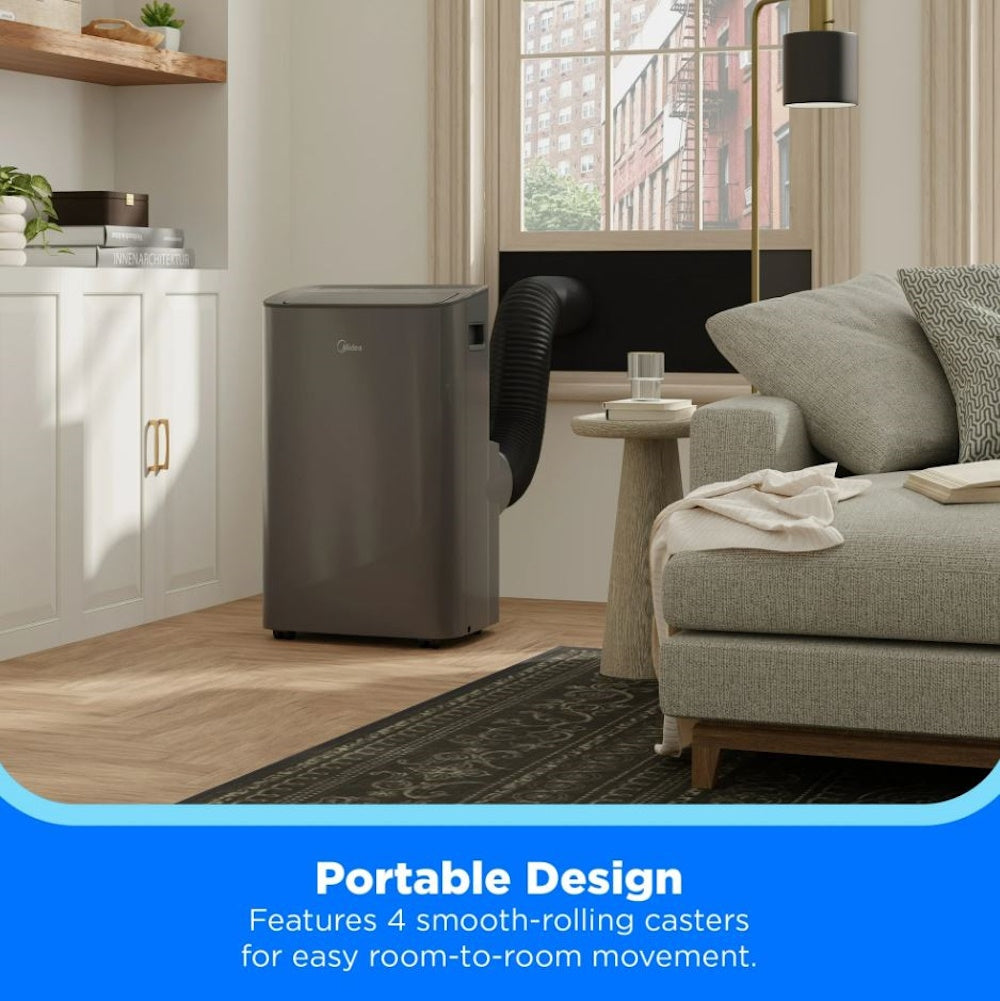 Midea MAP08S1XWGR-T 8,000 BTU Smart Portable Air Conditioner with Remote Grey