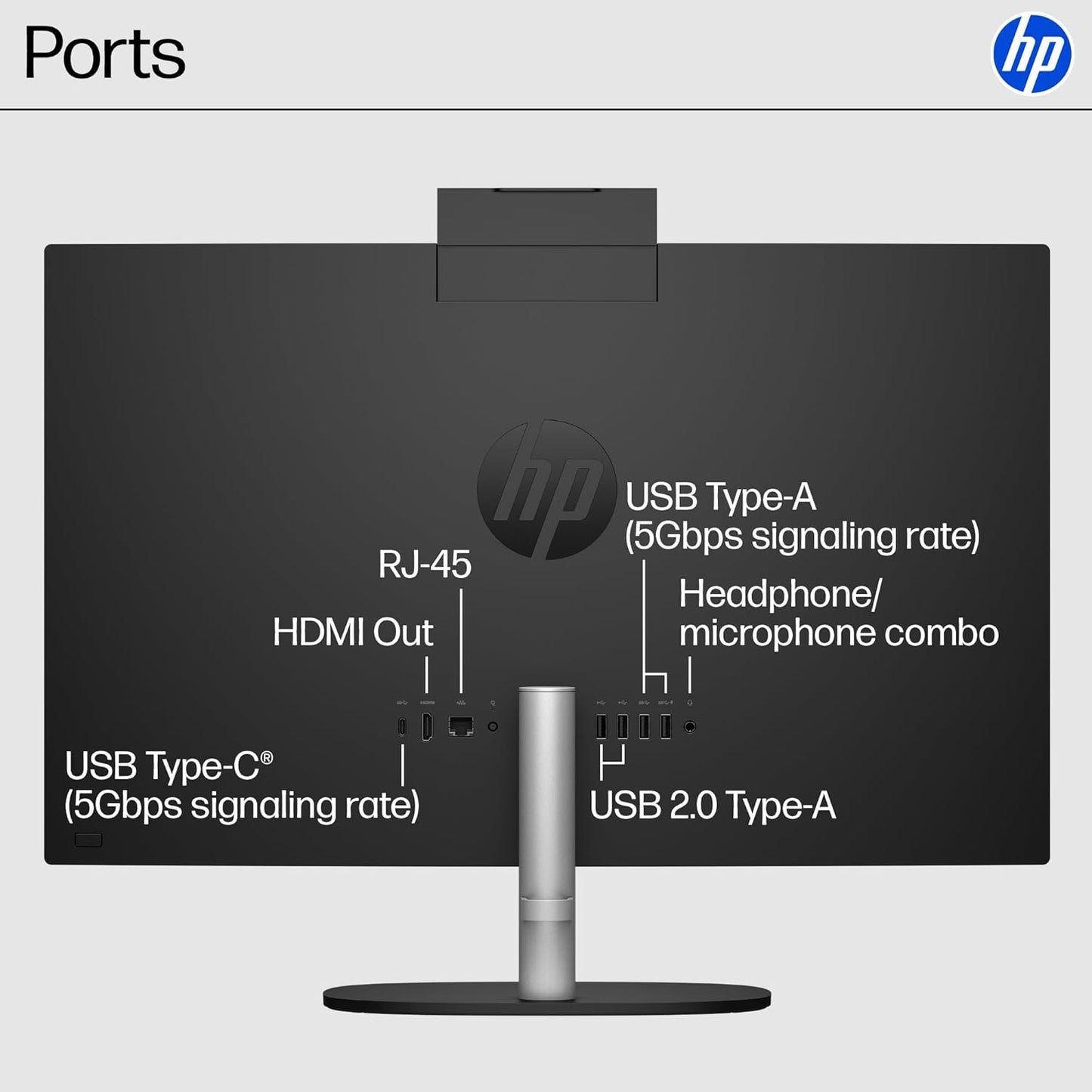 HP 23.8 inch Touch All-in-One Desktop PC AMD Ryzen 5 7520U 16GB 1TB SSD, Win 11 Home Jet Black B88DDAA#ABA
