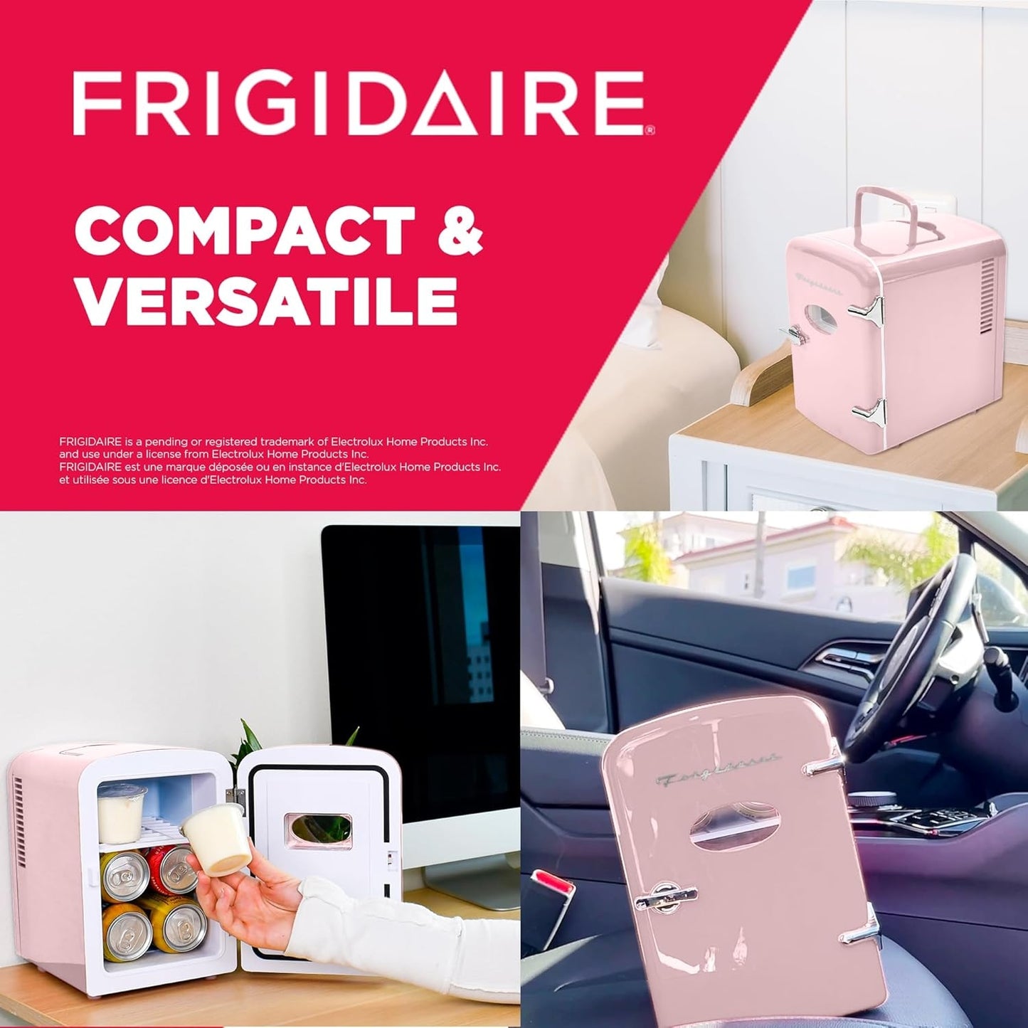 Frigidaire Retro 6-cans or 4 liter Portable Mini Fridge Pink EFMIS129-B-PINK