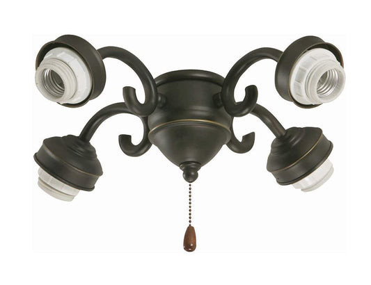 kathy ireland HOME 4-Light Transitional Fitter for Ceiling Fan | Metal Light Fixture with Four Decorative Arms | Dimmable with A19 Bulbs, Golden Espresso F490GES