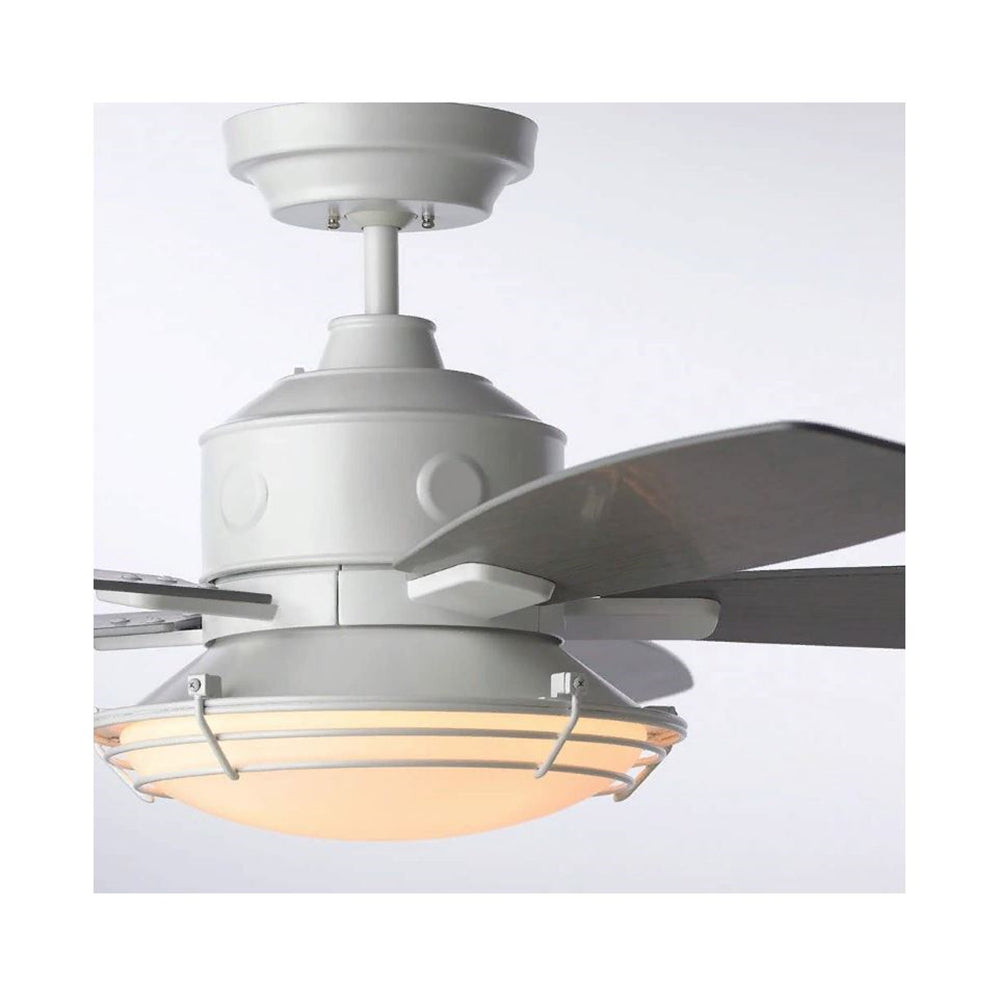 Emerson Rockpointe 54" Outdoor Wet Satin White Ceiling Fan Light Driftwood Blades CF630SW