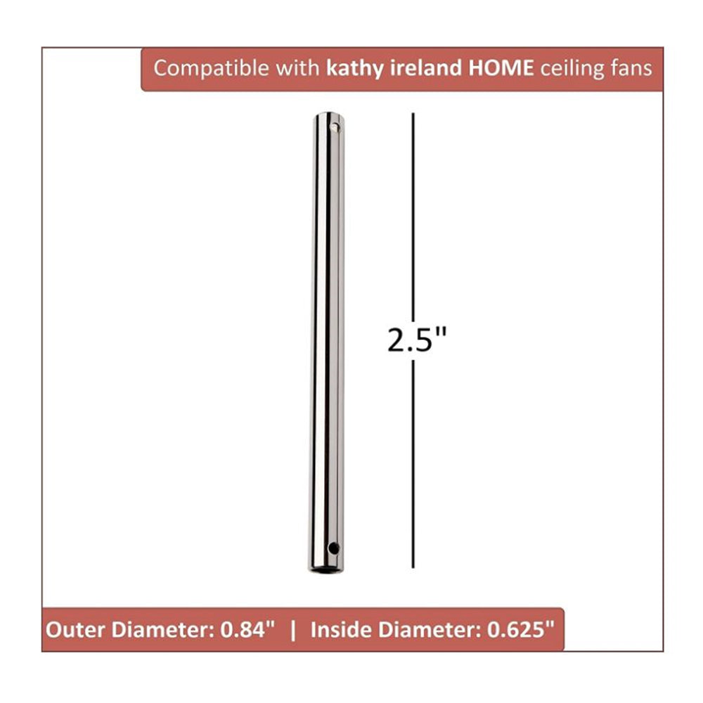 Luminance Kathy Ireland Home Ceiling Fan Downrod, 2.5", Polished Nickel CFDR25PN