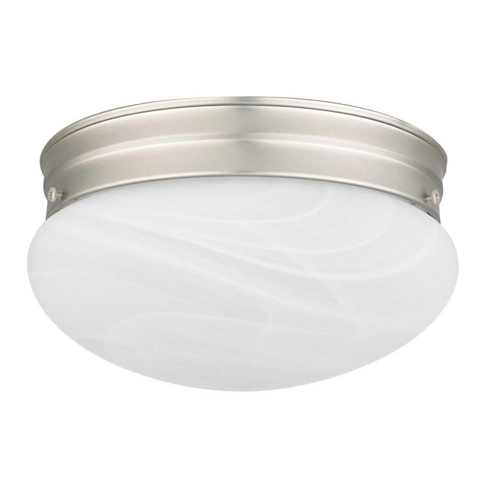 Sunset Lighting 8" Flush Mount Faux Alabaster Mushroom Glass, Satin Nickel Finish F3296-53