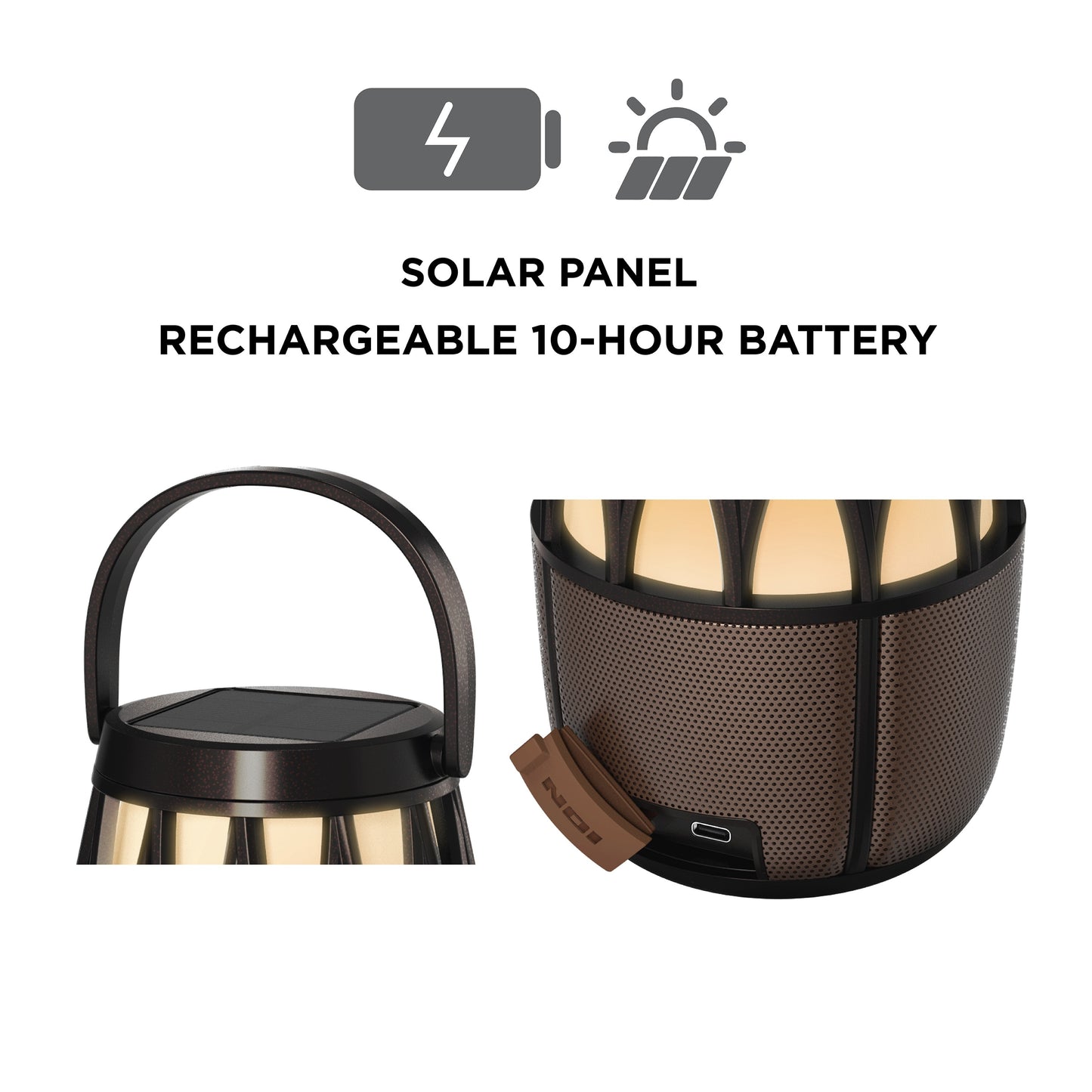 ION Audio Tahiti Link Speaker Solar Lantern-Style Outdoor Bluetooth Speaker ISP136BZ