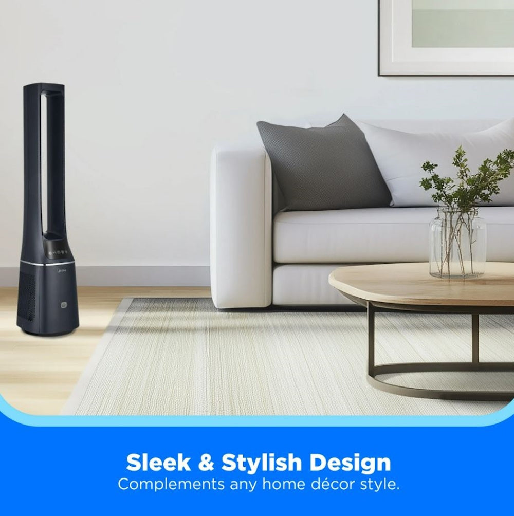 Midea 41" Bladeless Tower Fan & HEPA Air Purifier with Remote Control AMS150-PBW