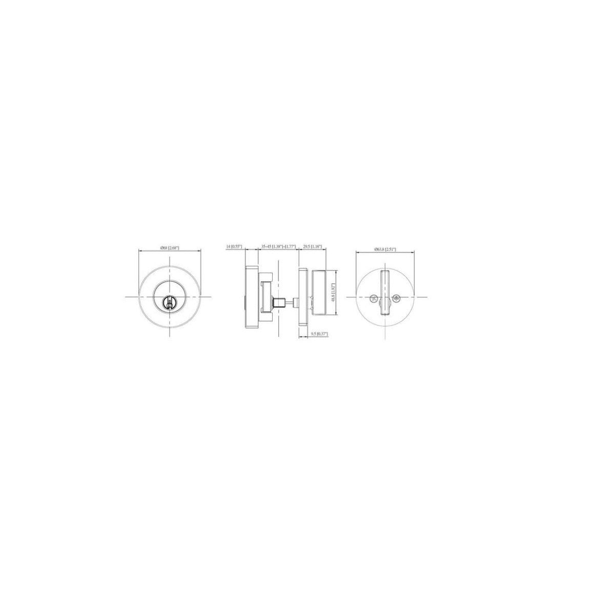 Round Matte Black Single Cylinder Deadbolt Featuring Dual Keyway DD1X91PXJ