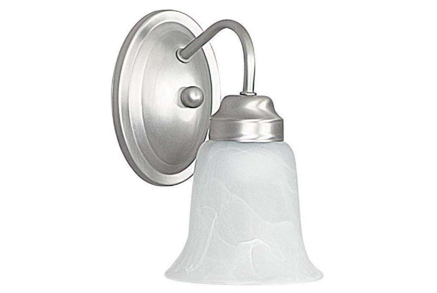 Sunset Lighting 1-Light Vanity Wall Sconce Faux Alabaster Glass, Satin Nickel Finish F3331-53
