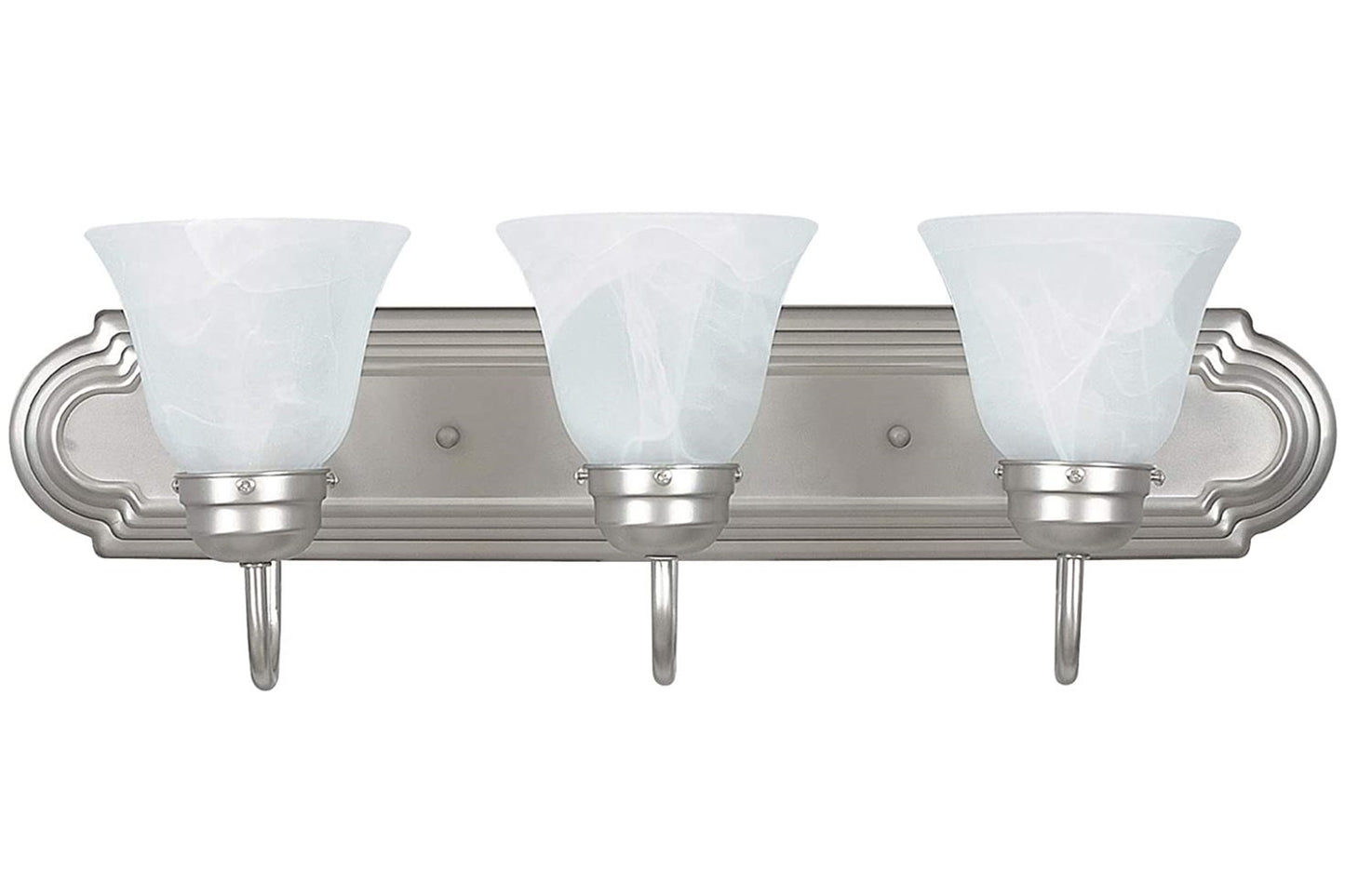 Sunset Lighting 3-Vanity w/ Faux Alabaster Glass, Satin Nickel Finish F3563-53