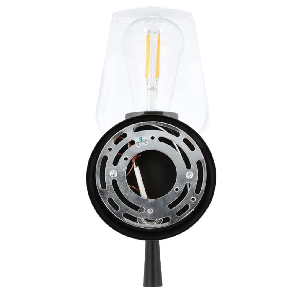 Sunset 1-Light Black Vanity for Bathroom | Wall Mount Fixture, 100W Over Mirror & Above Sink Clear Glass Shades - F27011-31