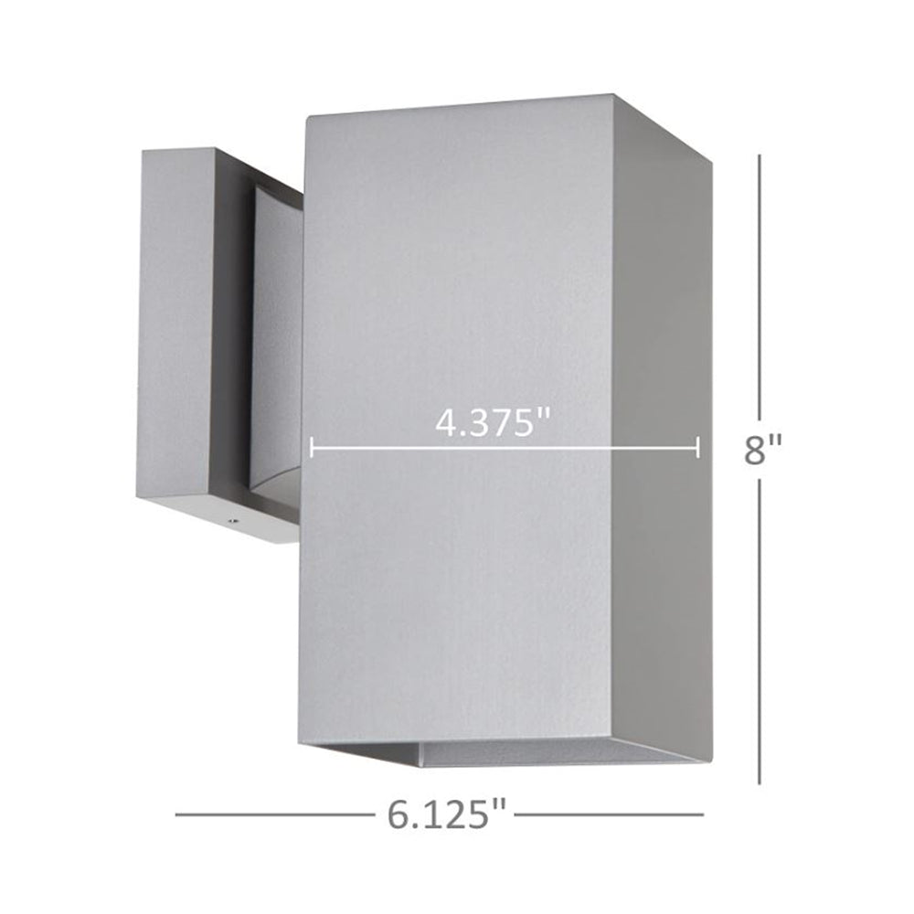 Sunset Lighting 1-Light Silver Powder Coat Square 8" x 4.375" Outdoor Square Light Wall Sconce F6891-58
