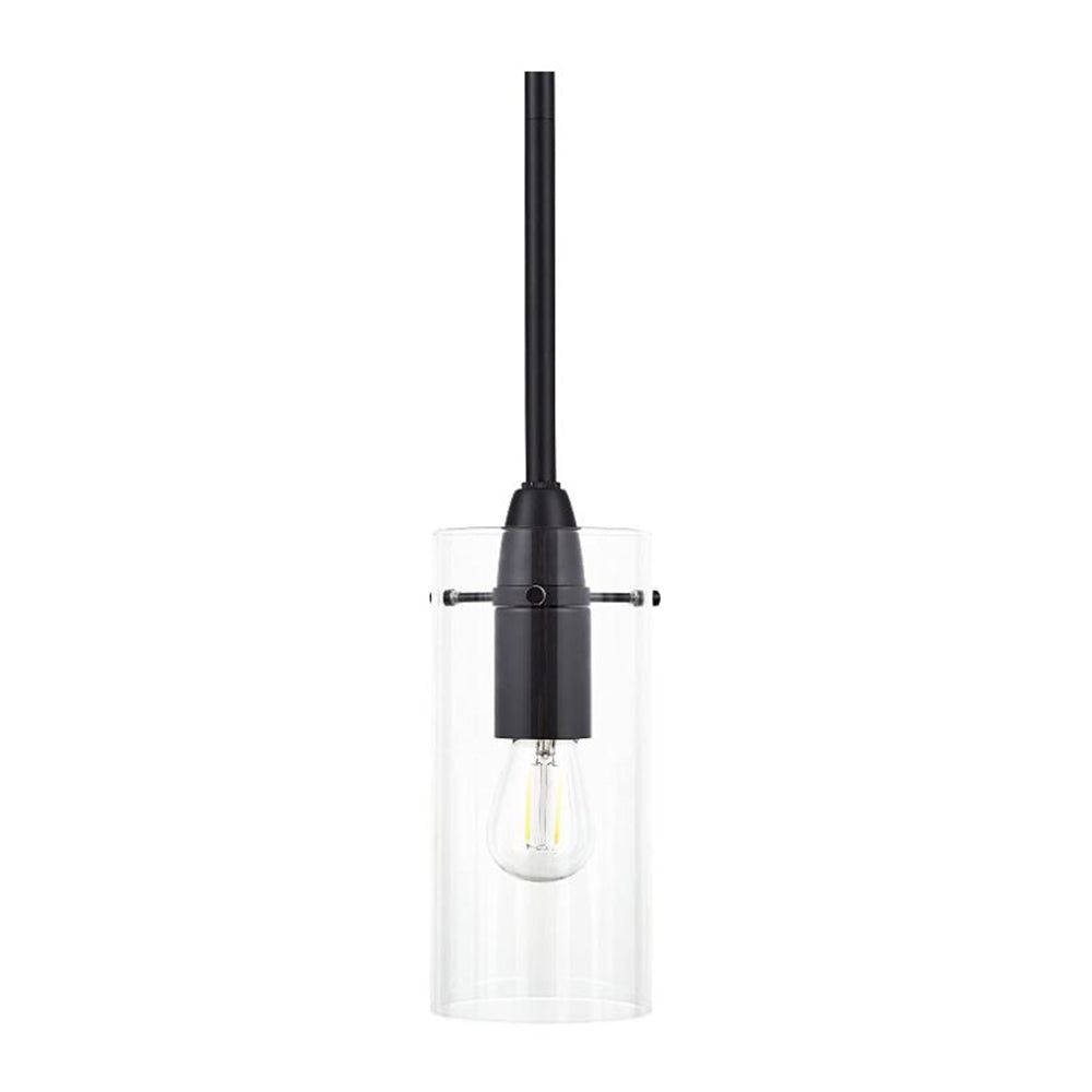 Luminance Mini Pendant Lighting for Kitchen Island | Modern Black Hanging Ceiling Fixture with Clear Glass Shade F3455-31