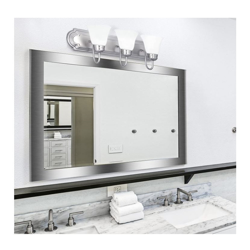 Sunset Lighting 3-Vanity w/ Faux Alabaster Glass, Satin Nickel Finish F3563-53
