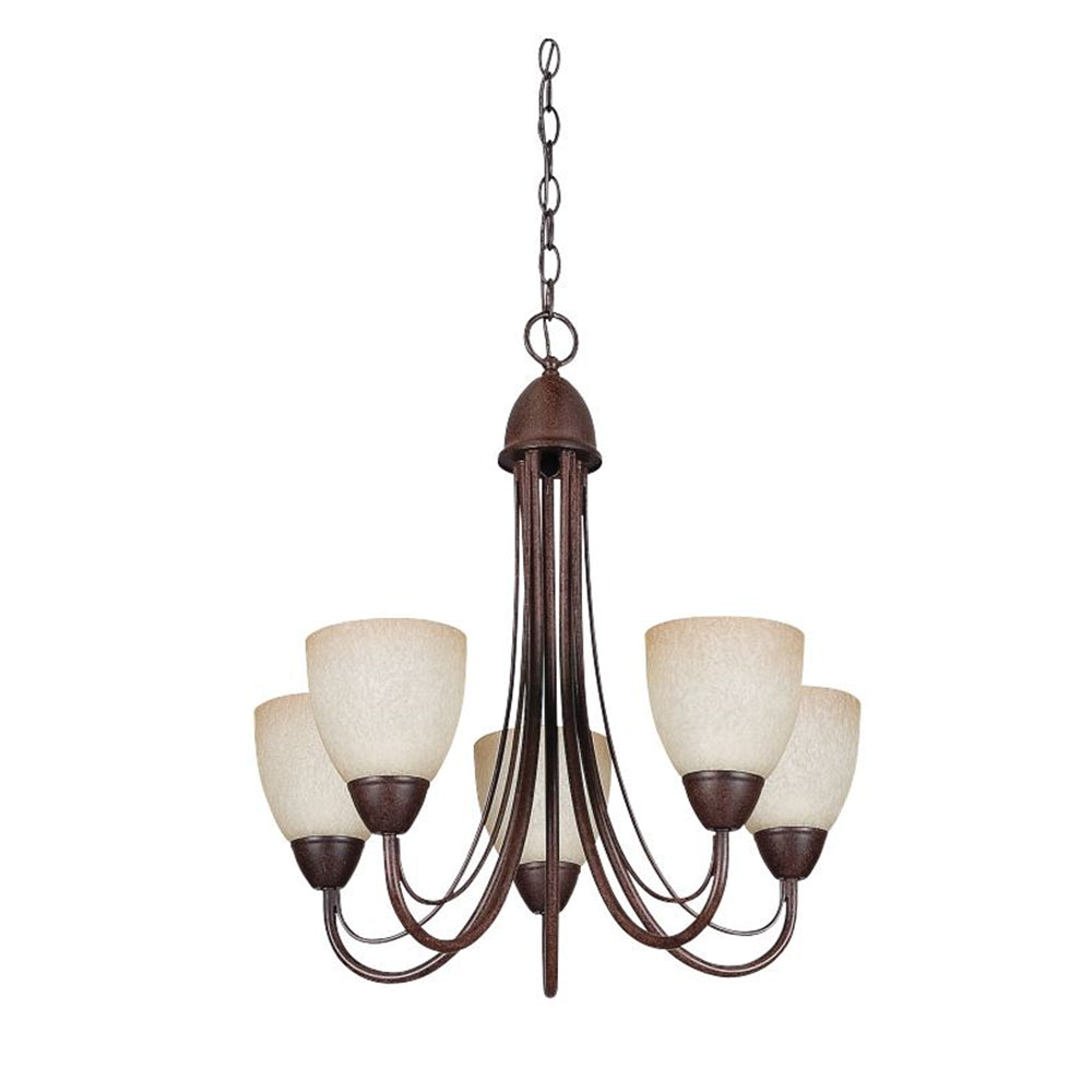 Sunset Lighting TF2485-62-GT2472 Tempest Rubbed Bronze Five Light Chandelier With Alpine Glass