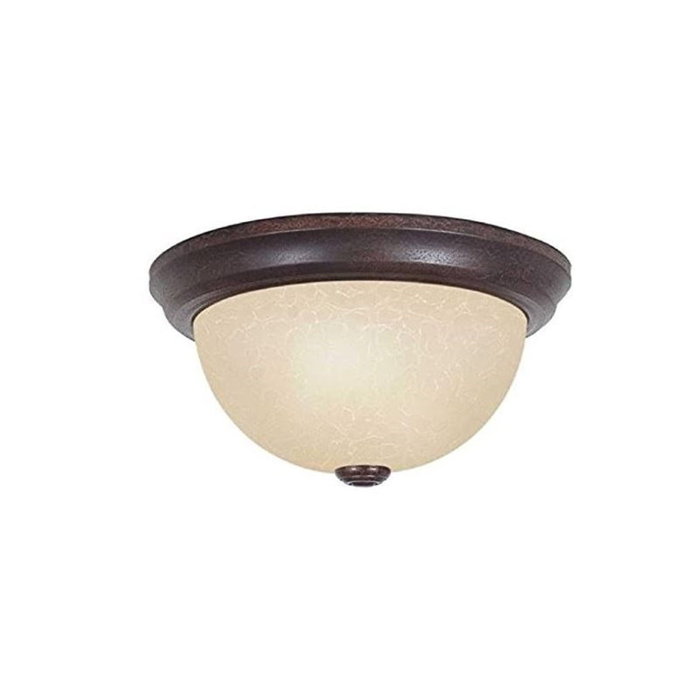 Sunset Lighting 2-Light 11" Flush Mount w/ Tea Stained Glass, Rubbed Bronze F7650-62