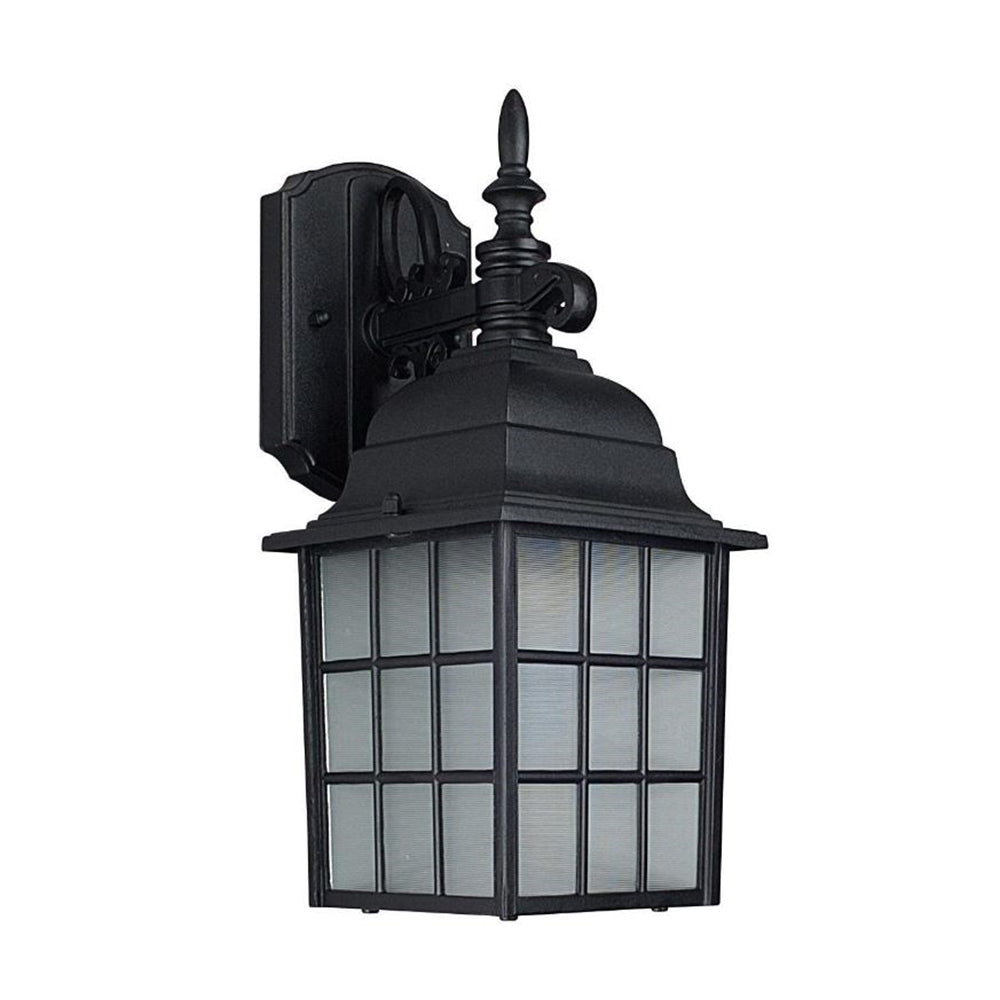 Sunset Lighting 1-Light Outdoor Wall Sconce w/ Textured Frosted Glass, Black Finish F7818-31