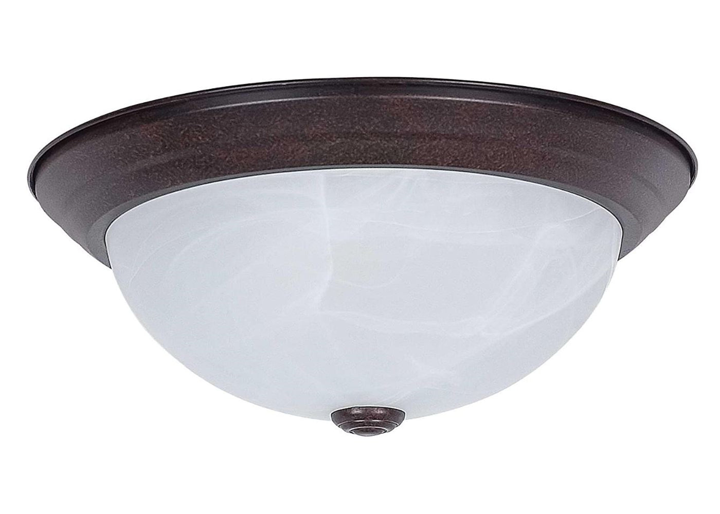 Sunset Lighting 2-Light 13" Flush Mount w/ Faux Alabaster Glass, Rubbed Bronze Finish - F7632-62