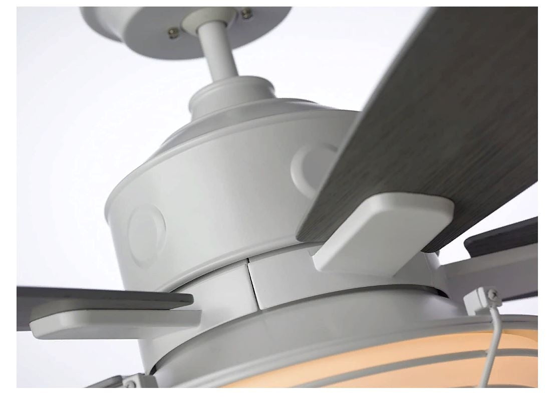 Emerson Rockpointe 54" Outdoor Wet Satin White Ceiling Fan Light Driftwood Blades CF630SW