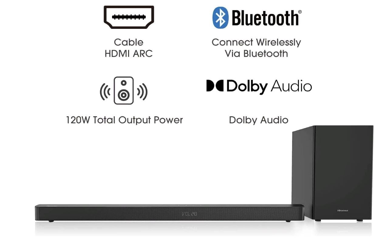 Hisense 2.1-Channel Soundbar with Wireless Subwoofer - Black HS212F