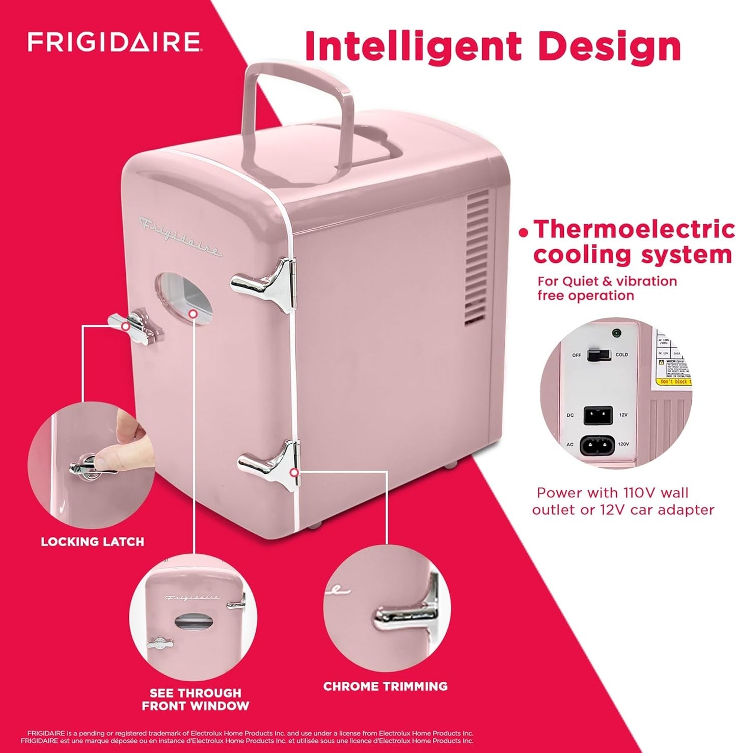 Frigidaire Retro 6-cans or 4 liter Portable Mini Fridge Pink EFMIS129-B-PINK