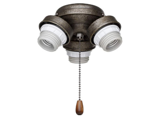 Kathy Ireland Home 3-Light Turtle LED Fitter Ceiling Fan Light Fixture with 3 MB A19 LED Dimmable Bulbs, Vintage Steel Finish F330VS